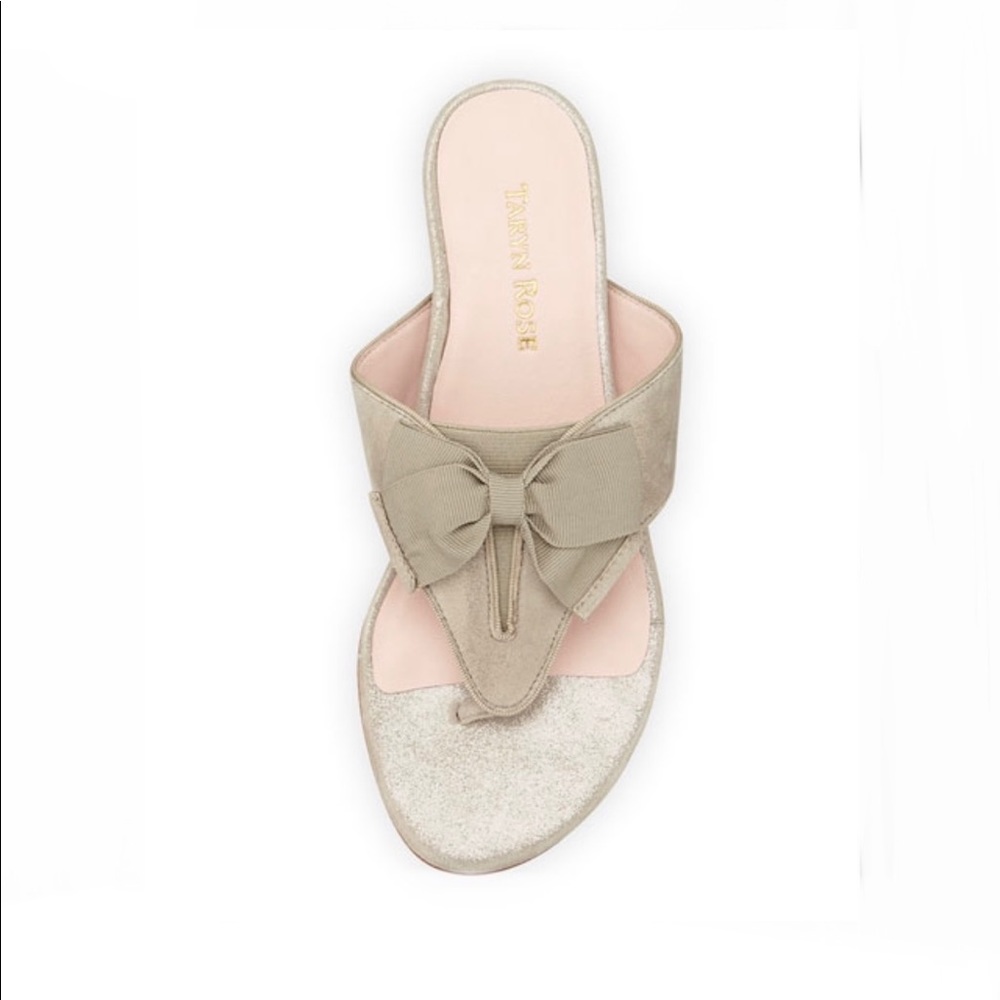 Izze Metallic Bow Thong Sandal, Taupe